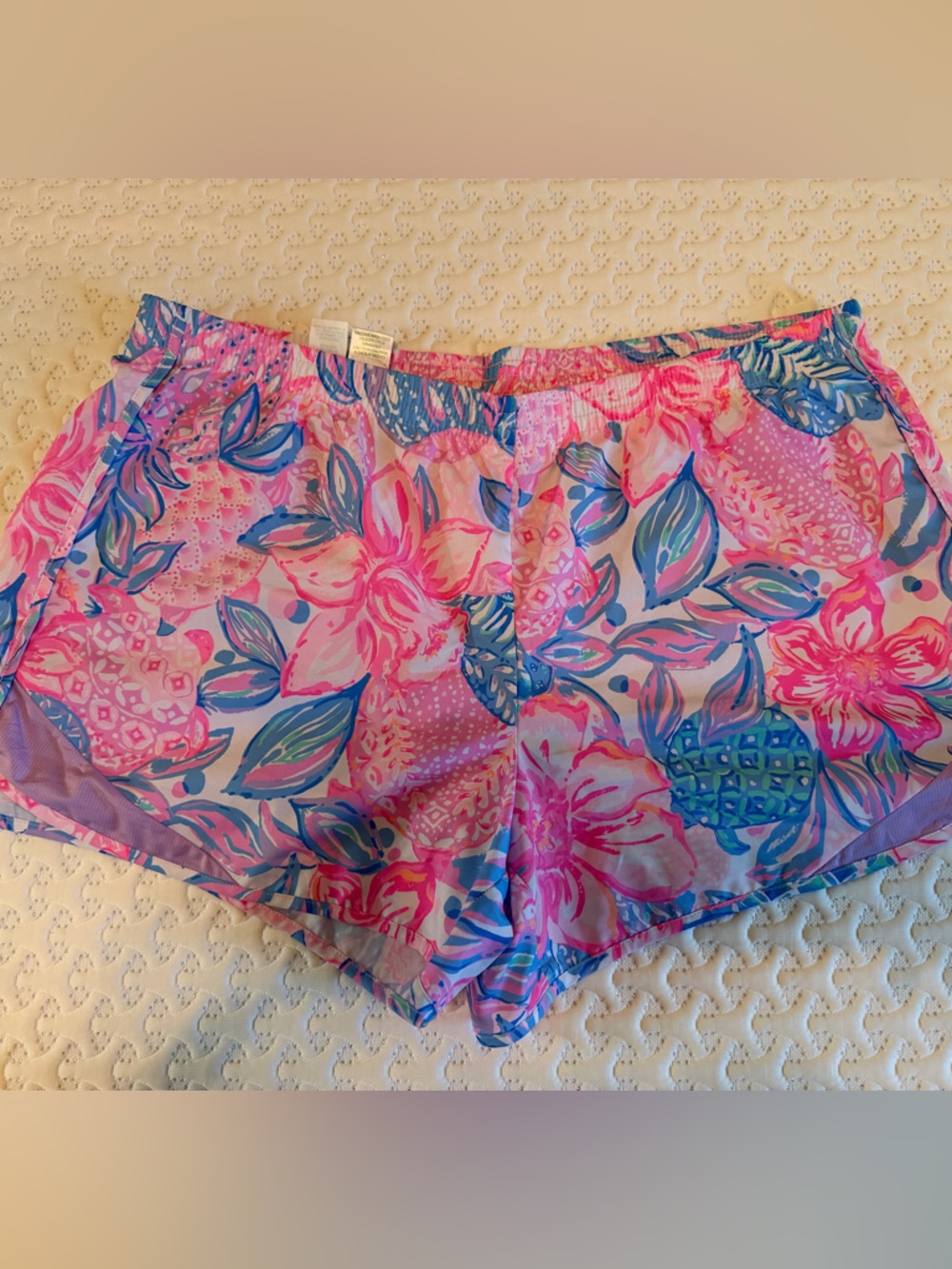 Lilly Pulitzer Pink & Purple Floral athletic shorts with liner shorts